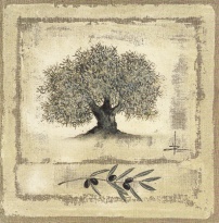 Obrázek 20x20, větvička olivy/olivovník II., rám sv. dub - červotoč