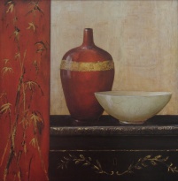 Obrázek 50x50, vázy I., rám sv. dub - červotoč