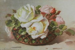 Obrázek 21x31, růže ve váze II., rám sv. dub - červotoč