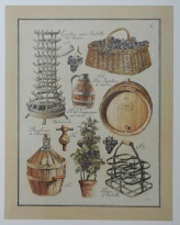 Obrázek 36x45, vinařství II., rám sv. dub - červotoč