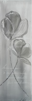 Obrázek 20x60, 2 květy, rám bílý s patinou