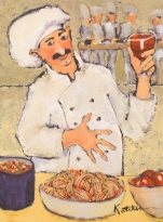 Obrázek 30x40, kuchař I., rám sv. dub - červotoč
