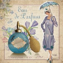 Obrázek 30x30, parfém floral - modrý, rám sv. dub - červotoč