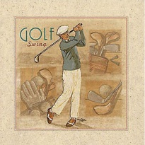 Obrázek 40x40, golfista, rám sv. dub - červotoč