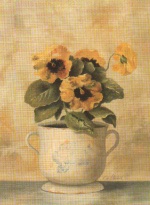 Obrázek 17x22, maceška - žlutá, rám sv. dub - červotoč