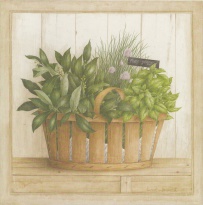 Obrázek 14x14, bylinky koření, rám sv. dub - červotoč
