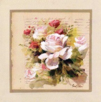 Obrázek 50x50, kytice růžových růží, rám sv. dub - červotoč