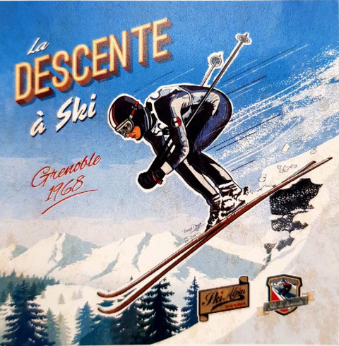 Obrázek 30x30, skokan na lyžích I., rám sv. dub - červotoč