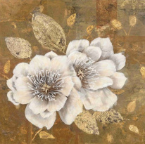 Obrázek 30x30, květy III., rám bílý s patinou