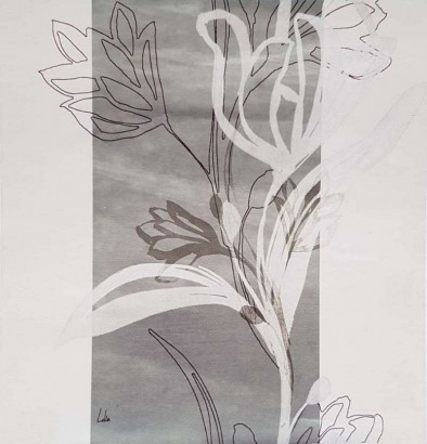 Obrázek 18x18, silulety květin II., rám bílý s patinou