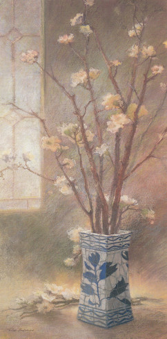 Obrázek 13x25, kvetoucí jablko, rám sv. dub - červotoč