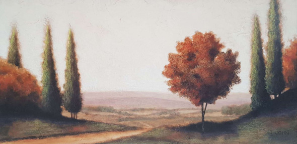 Obrázek 13x25, krajina IV., rám sv. dub - červotoč