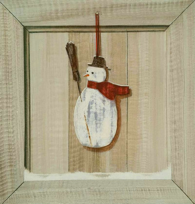 Obrázek 20x20, sněhulák, rám bílý s patinou