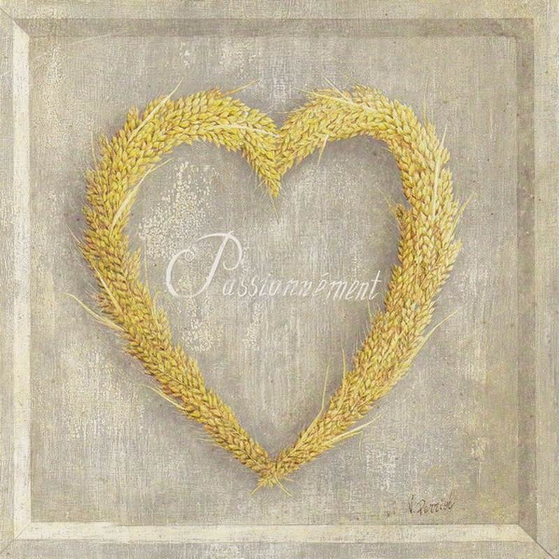 Obrázek 30x30, žluté srdce pšenice, rám SM1