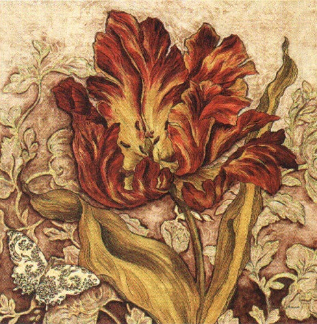 Obrázek 18x18, tulipán žíhaný, sv. dub - červotoč